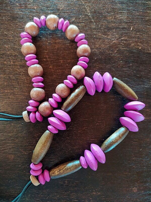 2 Pulseras de Cuentas de Madera Unisex