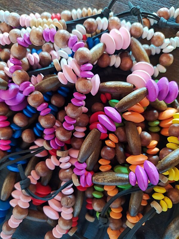 2 Pulseras de Cuentas de Madera Unisex