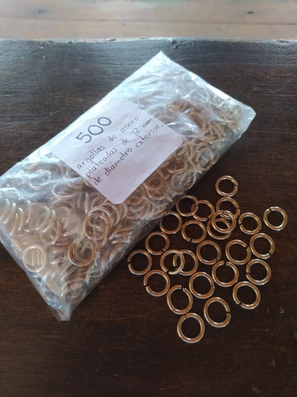 Paquete de 500 Argollas Plateadas para Accesorios (3) Paquete de 500 Argollas de Acero Plateado/Níquel 12mm