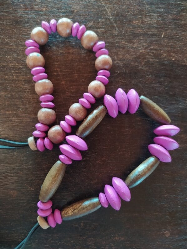 Par de Pulseras de Cuentas de Madera Unitalla Unisex