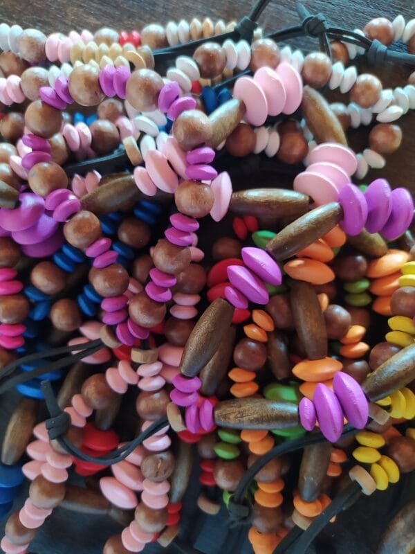 Par de Pulseras de Cuentas de Madera Unitalla Unisex