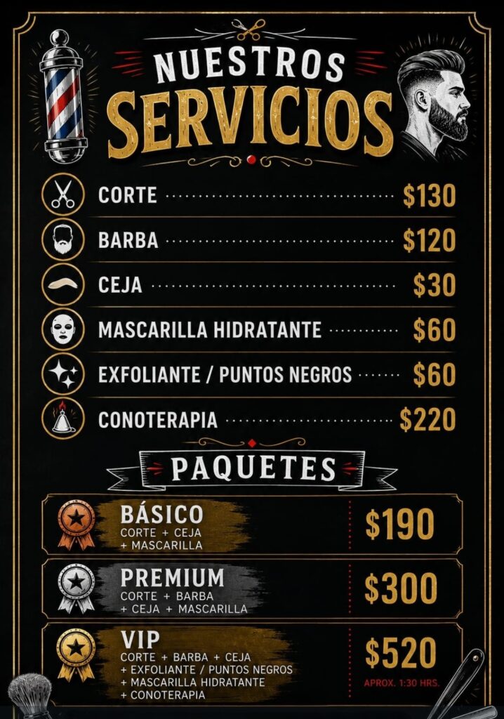 Barbería HR - servicios, precios y paquetes