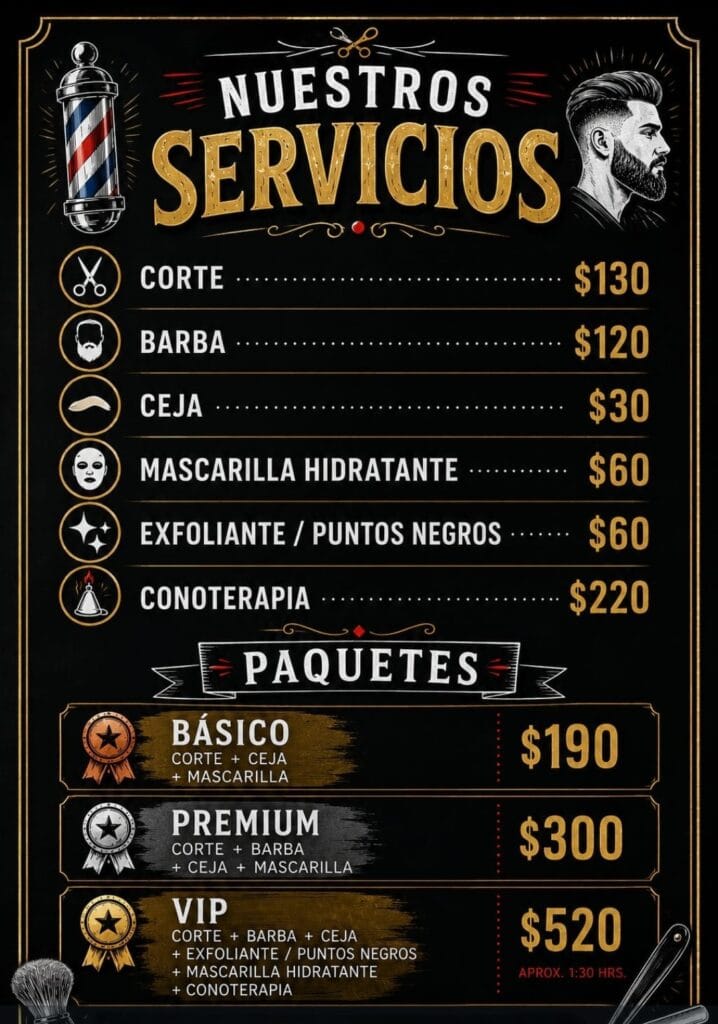 Barbería HR - servicios, precios y paquetes