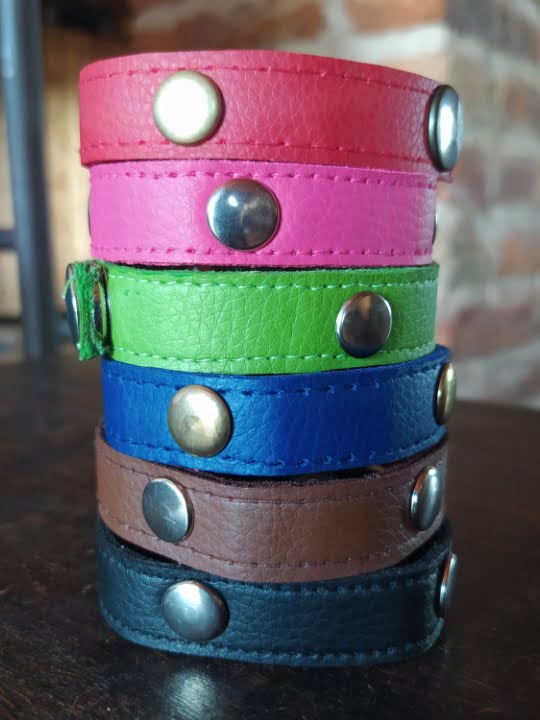 harleblue – 18 Pulsera Artesanal de Cuero Sintético Unitalla Unisex