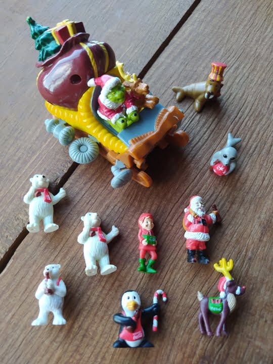 marlevick – 62 Colección de 10 Figuras de Villa Navideña de Coca Cola y El Grinch